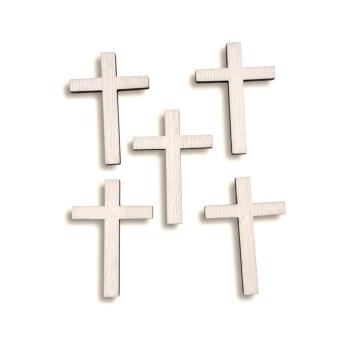 25‑teiliges Holz‑Streudeko‑Set für Taufe, Kommunion, Konfirmation und Firmung.